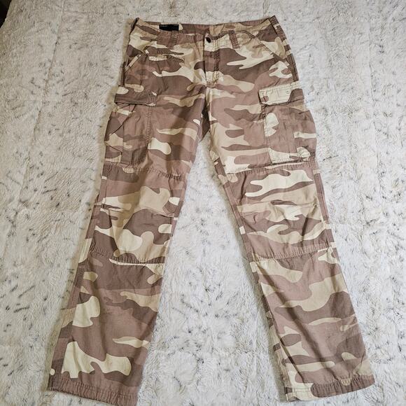 Oakley Men's Brown and Tan Camo Cargo Pants Custom Fit Size 33 100% Cotton - Picture 1 of 12